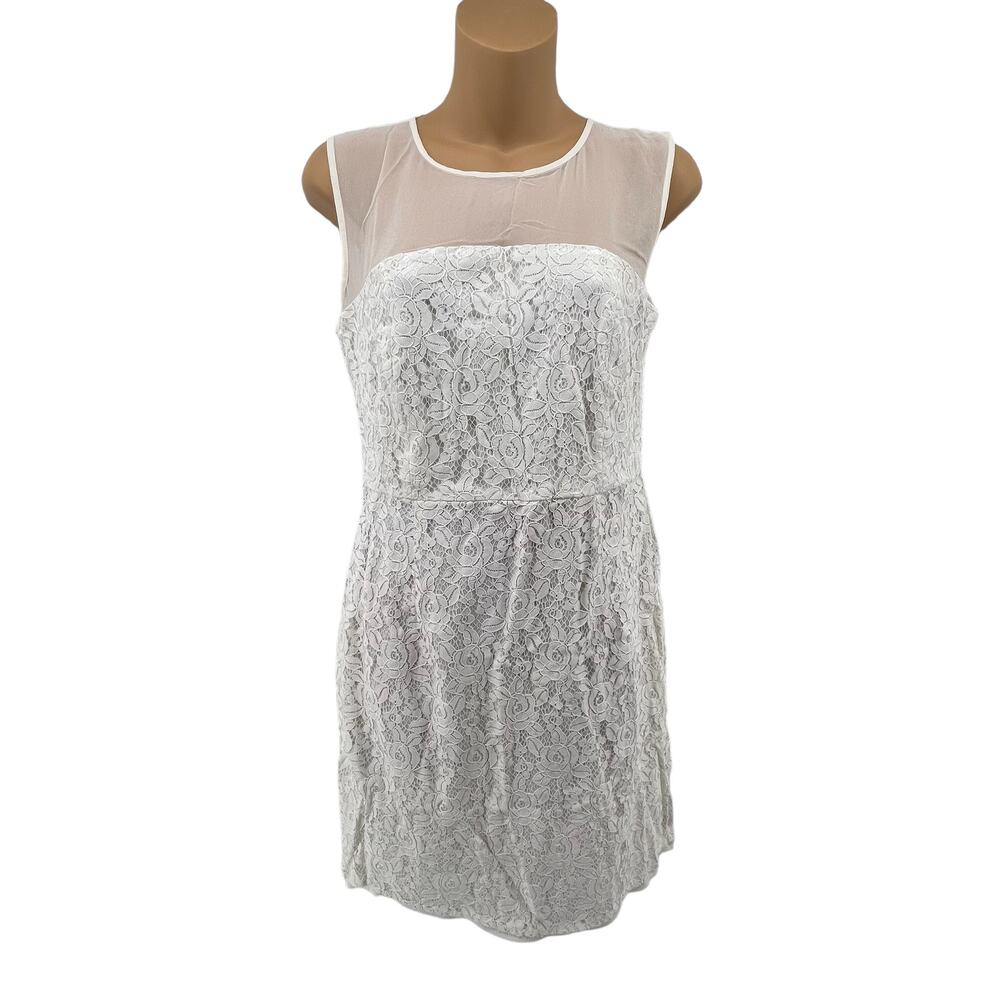 Diane Von Furstenberg Dress Size 6 Silk White Lace Overlay Wedding Bride